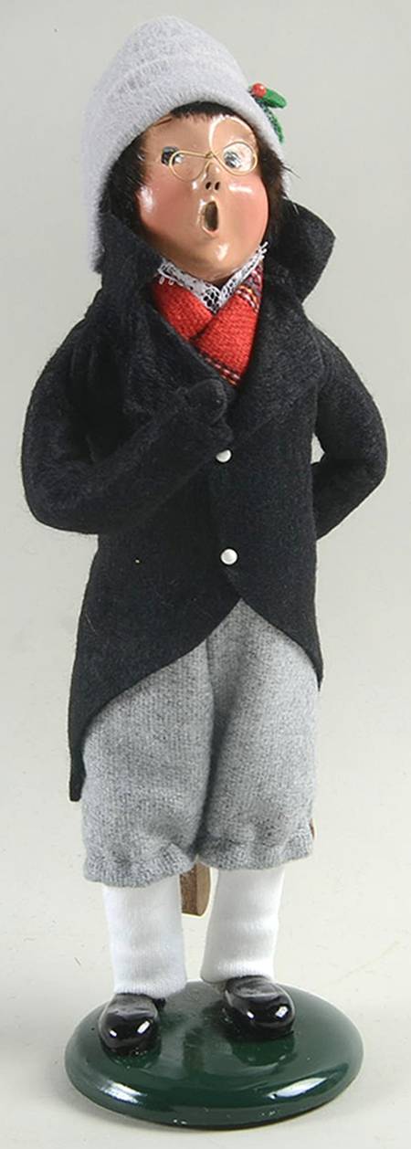 Winter Outdoor Activities Boy With Skates-Black Coat - No Box