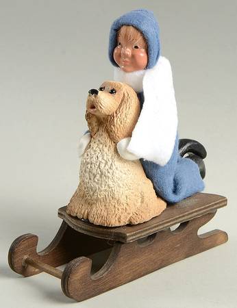 Winter Outdoor Activities Toddler On Sled With Dog - No Box