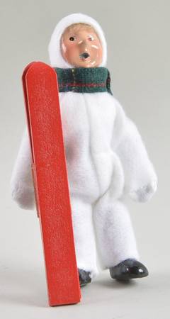 Winter Outdoor Activities Toddler With Skis-White Snowsuit - No Box 159