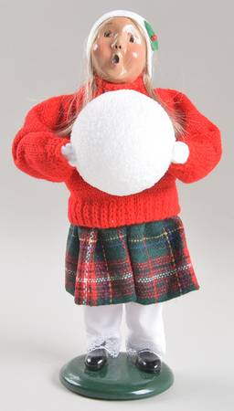 Winter Outdoor Activities Girl With Snowball-Red Coat - No Box