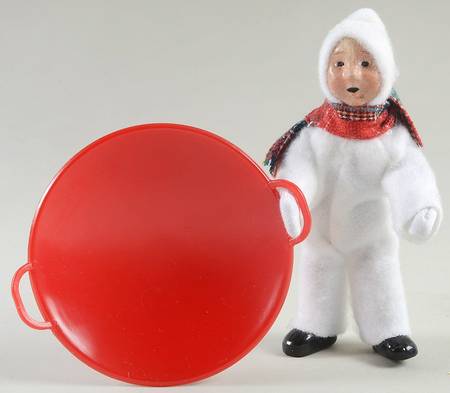 Winter Outdoor Activities Toddler On Snowsaucer-White Snowsuit - No Box
