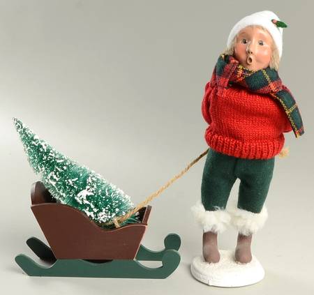 Christmas Store Exclusives Boy With Sled With Tree - No Box