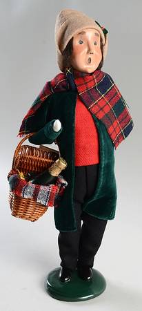 Christmas Store Exclusives Man With Basket With Wine Bottle - No Box