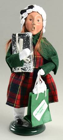 Christmas Store Exclusives Girl With Gift And Shopping Bag - No Box
