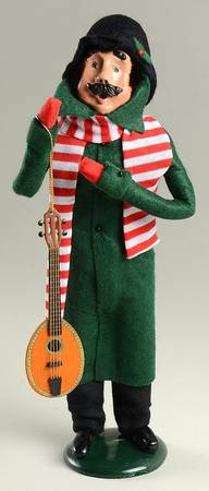 Christmas Waits Man With Mandolin-Red/White Scarf - No Box