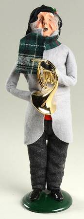Christmas Waits Man With French Horn-Grey Coat - No Box