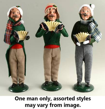Christmas Waits Man With Accordion-Green Tail Coat - No Box