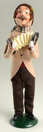 Christmas Waits Man With Accordion-Brown Tail Coat - No Box