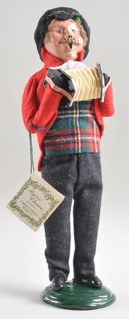 Christmas Waits Man With Accordion-Red Coat-Plaid Vest - No Box