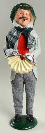 Christmas Waits Man With Accordion-Grey Coat - No Box