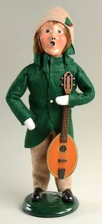 Musicians Boy With Mandolin-Green Coat - No Box