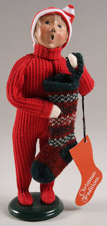 Night Before Christmas Boy With Stocking Red Pajamas - No Box