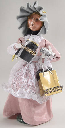 Victorian Assorted Carolers Shopper Woman-Pink - No Box