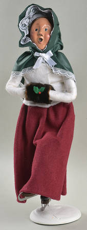 Victorian Assorted Carolers Woman With Muff-Green Cape - No Box