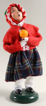Victorian Assorted Carolers Girl With Fruit-Red  - No Box
