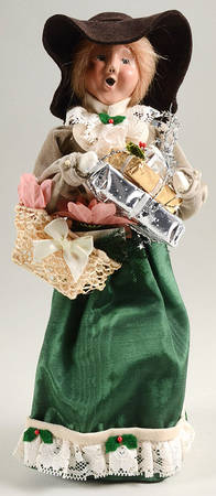 Victorian Assorted Carolers Shopper Woman Grey  - No Box