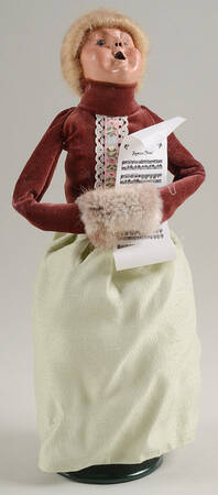 Victorian Assorted Carolers Woman With Music And Muff-Velvet Top - No Box