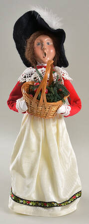 Victorian Assorted Carolers Woman With Greenery Basket-White Skirt - No Box