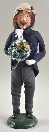 Victorian Assorted Carolers Mustache Man With Wreath-Blue - No Box