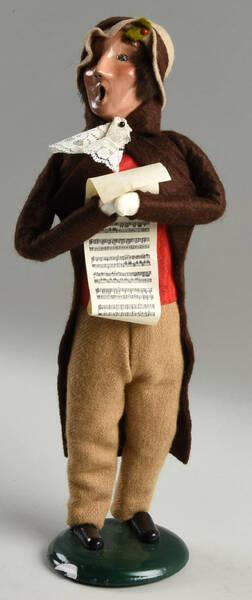Victorian Assorted Carolers Man With Music-Dark Brown Coat - No Box
