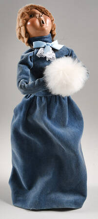 Victorian Assorted Carolers Woman With Muff-Blue Dress - No Box