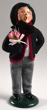 Victorian Assorted Carolers Boy With Flowers-Black Coat - No Box