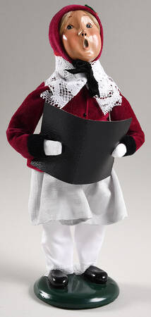 Victorian Assorted Carolers Girl Holding Song Book;Burgundy Coat  - No Box