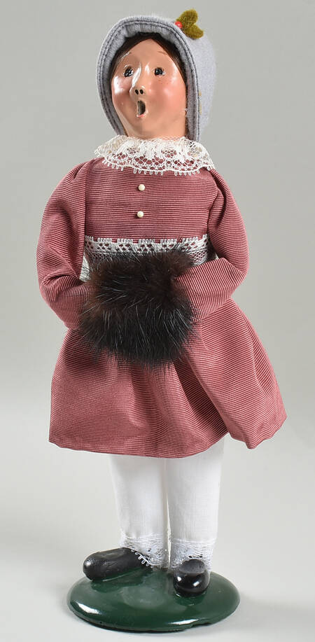 Victorian Assorted Carolers Girl With Muff-Pink Dres - No Box