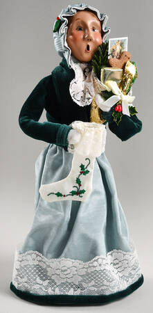Victorian Assorted Carolers Woman With Christmas Cards And Stocking - No Box