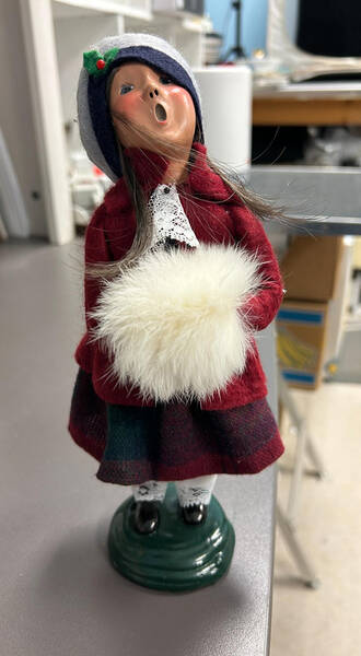 Victorian Assorted Carolers Girl With Muff-Red Dress - No Box