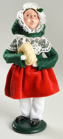 Victorian Assorted Carolers Girl With Basket Of Sweets-Green - No Box