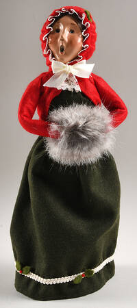 Victorian Assorted Carolers Woman With Muff-Red Coat & Hat - No Box