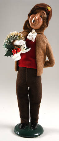 Victorian Assorted Carolers Man With Wreath-Tan Coat - No Box