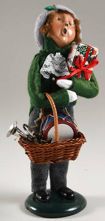 Victorian Assorted Carolers Boy With Gift-Green Coat - No Box