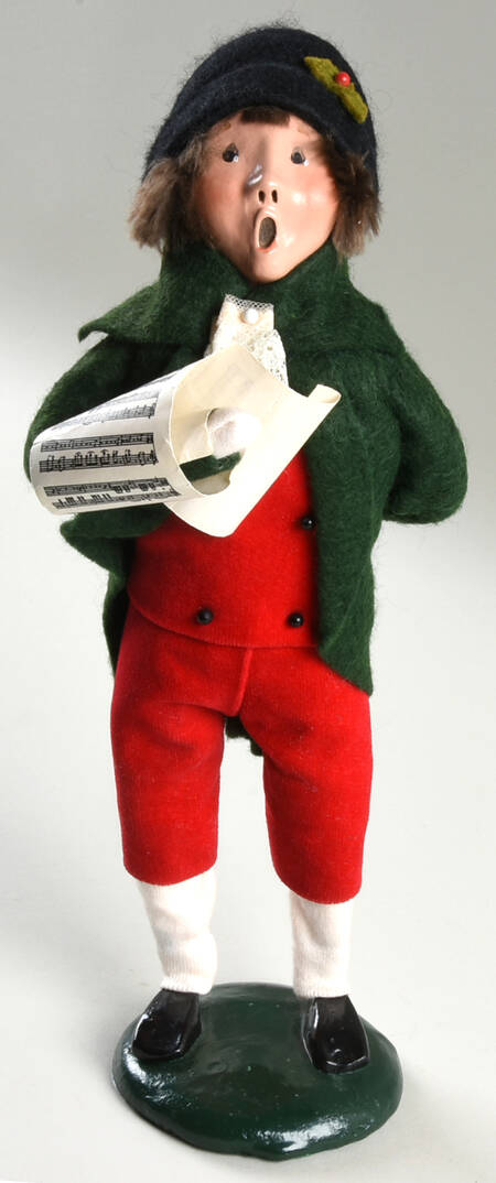Victorian Assorted Carolers Boy With Music;Green Coat - No Box