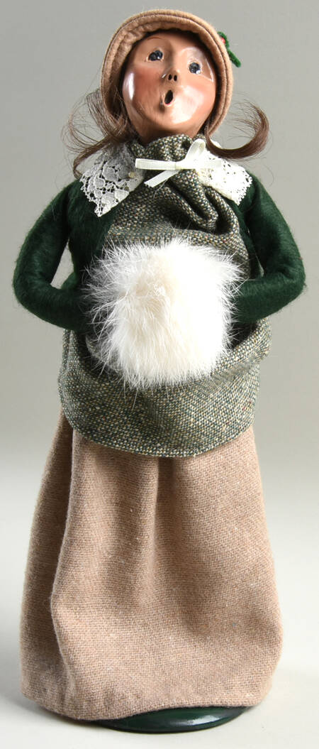 Victorian Assorted Carolers Woman With Muff;Green Coat - No Box