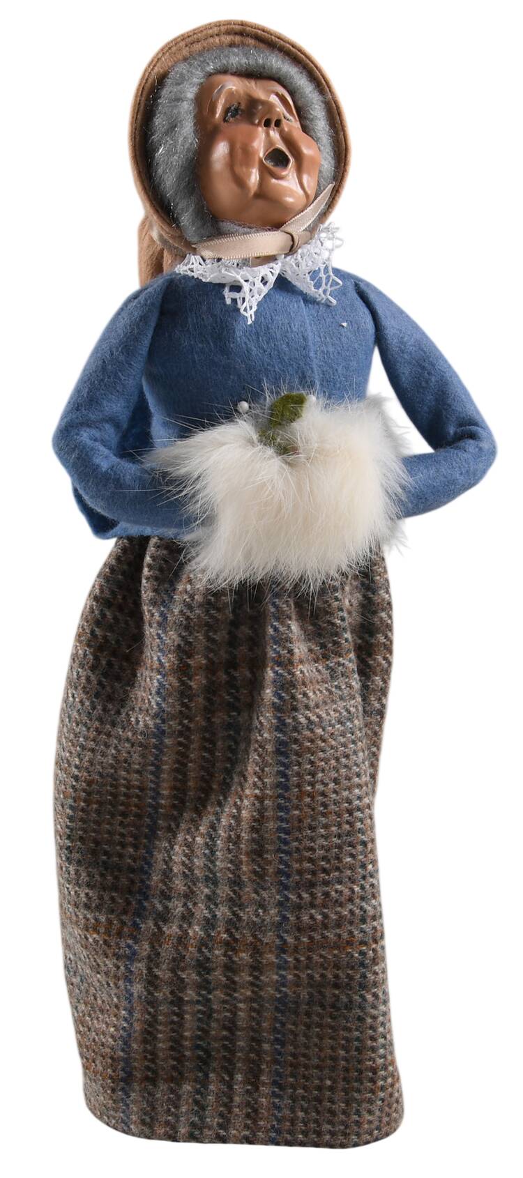Victorian Assorted Carolers Grandmother With White Muff Blue Coat - No Box