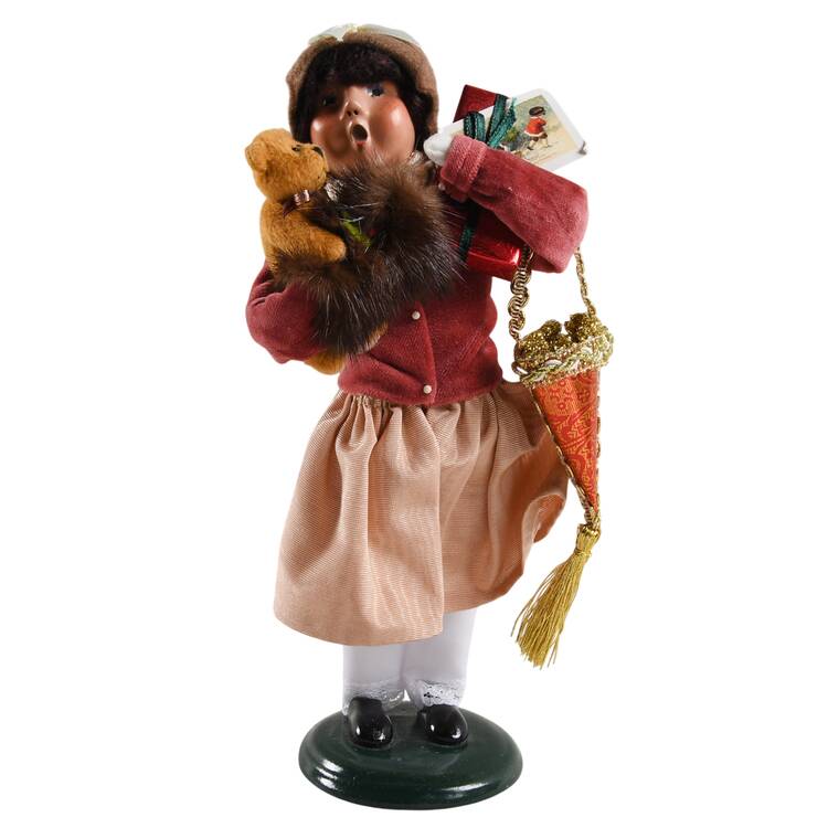 Victorian Assorted Carolers Shopper Girl With Gift Cone - No Box