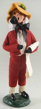 Victorian Assorted Carolers Boy With Music Burgundy Suit - No Box