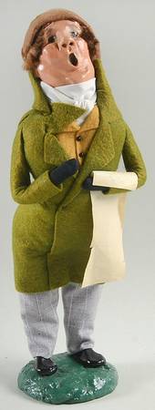 Victorian Assorted Carolers Man With Music-Olive Green - No Box