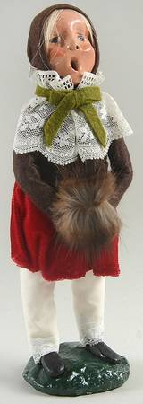 Victorian Assorted Carolers Girl With Muff-Brown Hood - No Box