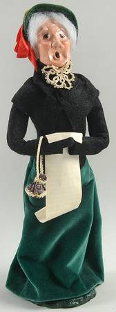 Victorian Assorted Carolers Grandmother With Music Green Bustle Skir - No Box