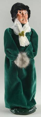 Victorian Assorted Carolers Grandmother With Muff Green Velvet Dress - No Box