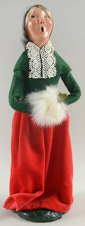 Victorian Assorted Carolers Woman With Muff-Green Red - No Box