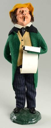 Victorian Assorted Carolers Man With Music-Green Coat Mustard Hat - No Box