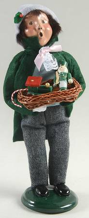 Victorian Assorted Carolers Boy With Toys-Green Coat - No Box