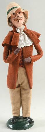 Victorian Assorted Carolers Mustache Man-Brown Coat - No Box
