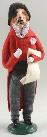 Victorian Assorted Carolers Mustache Man With Music-Red - No Box