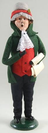 Victorian Assorted Carolers Man With Music-Green Coat Red Vest - No Box