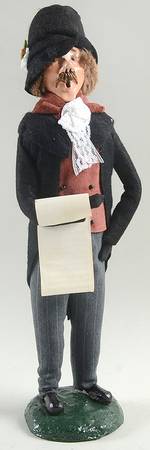Victorian Assorted Carolers Mustache Man With Music-Black Coat - No Box